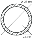 Труба нержавеющая 25х2,5 мм.  06ХН28МДТ бесшовная, круглая, матовая